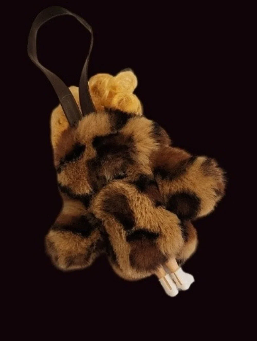 Plush Fur Doll Bag Charm - Brown Leopard Print